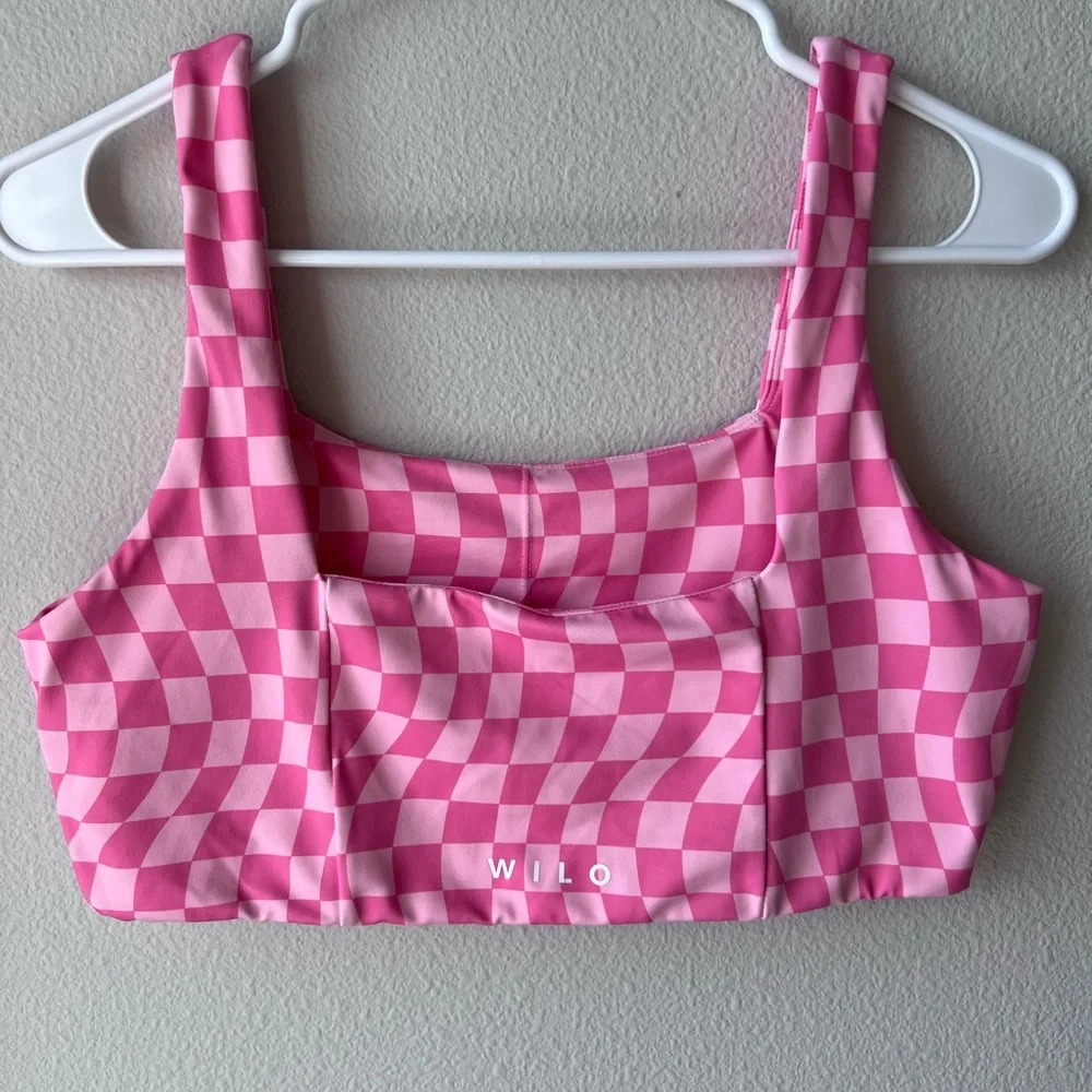 Wilothelabel Pink Checkered Sports Bra. Women’s Size Large - Picture 3 of 5